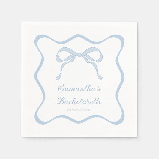 Serviette En Papier Blue Bow Tying Knot Bachelorette Party (Devant)