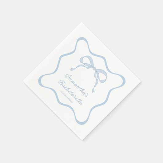Serviette En Papier Blue Bow Tying Knot Bachelorette Party (Coin)