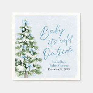 Serviette En Papier Blue Bows Boy Baby It's Cold Outside Baby shower