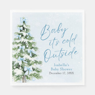 Serviette En Papier Blue Bows Boy Baby It's Cold Outside Baby shower