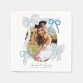Serviette En Papier Blue Bows Photo Graduation (Devant)