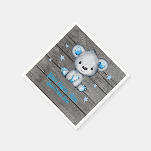 Serviette En Papier Blue Boy Bear Baby shower de serviettes Anniversai (Coin)