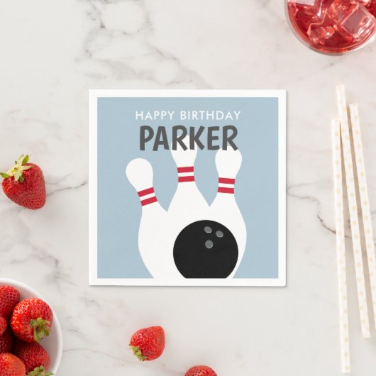 Serviette En Papier Blue Boy Bowling Anniversaire (En situation)