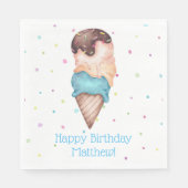 Serviette En Papier Blue Boys Ice Cream fête d'anniversaire (Devant)