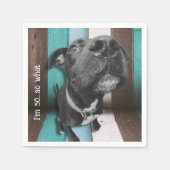 Serviette En Papier Blue Brown Funny 50e Chien gros plan (Devant)