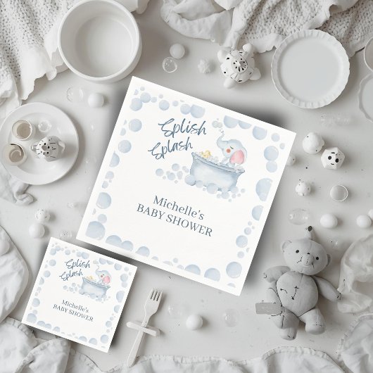 Serviette En Papier Blue Bubble Bath Animal Baby Shower