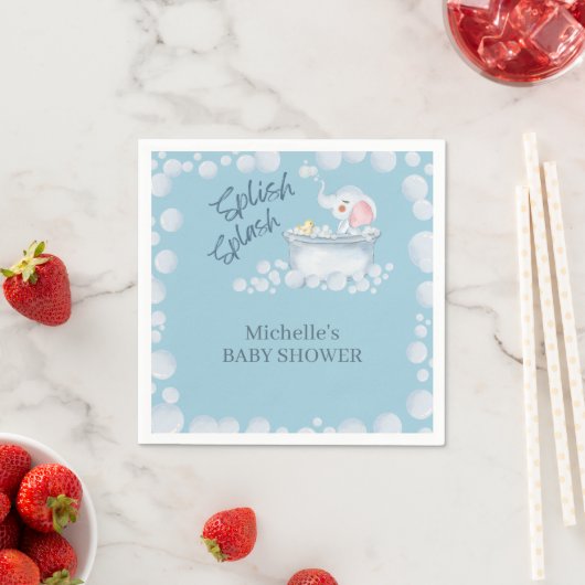 Serviette En Papier Blue Bubble Bath Animal Baby Shower (En situation)