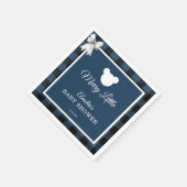 Serviette En Papier Blue Buffalo Plaid Bear Baby Shower Napkins (Coin)