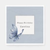 Serviette En Papier Blue Butterfly Birthday (Devant)