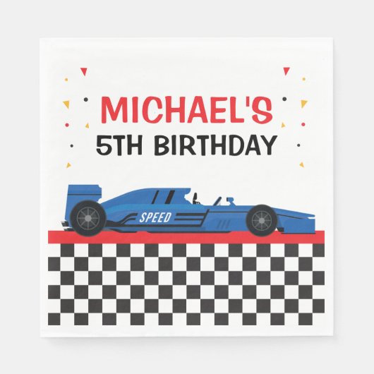 Serviette En Papier Blue Car Racing Party (Devant)