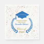 Serviette En Papier Blue Casquette et Laurel Graduation Party (Devant)