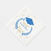 Serviette En Papier Blue Casquette et Laurel Graduation Party (Coin)