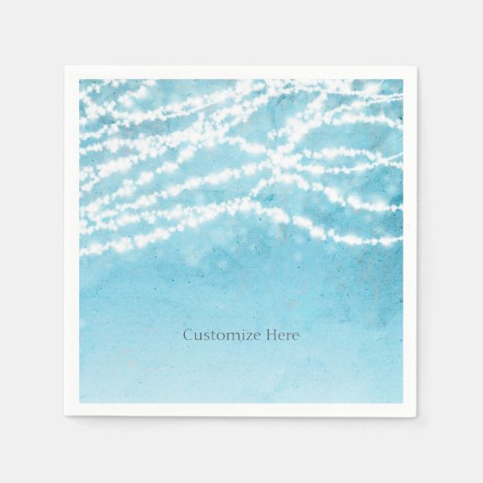 Serviette En Papier Blue Celestial String éclaire Rustique Mariage Par (Devant)