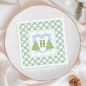 Serviette En Papier Blue Chinoiserie Arbre de Noël Monogram Crest