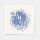 Serviette En Papier Blue Chinoiserie Floral Botanique Mariage (Devant)