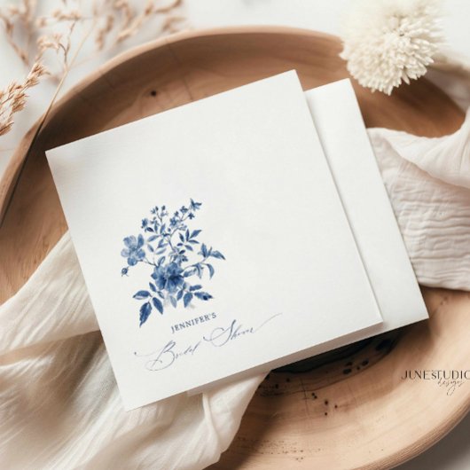 Serviette En Papier Blue Chinoiserie Floral Fête des mariées Napkin