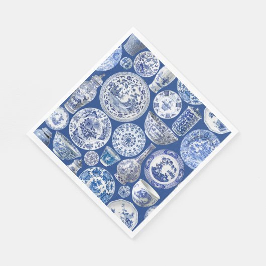 Serviette En Papier Blue Chinoiserie - Vases et assiettes chinoises (Coin)