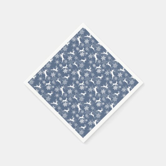 Serviette En Papier Blue Christmas snowflakes deer pattern (Coin)