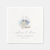 Serviette En Papier Blue Coastal Wedding Napkins Beach Seashell (Devant)