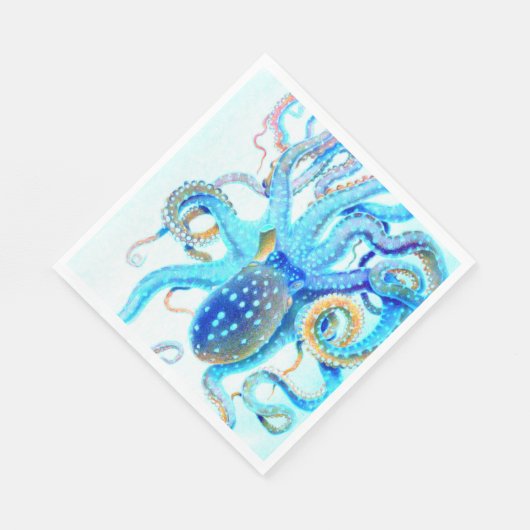 Serviette En Papier Blue colorful octopus (Coin)
