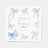 Serviette En Papier Blue Coquette Bow Girl Birthday Party (Devant)