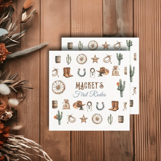 Serviette En Papier Blue Cowboy Rodeo premier anniversaire Wild West