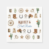 Serviette En Papier Blue Cowboy Rodeo premier anniversaire Wild West (Devant)