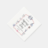 Serviette En Papier Blue Crab Doodle Beach Coastal Destination Wedding (Coin)
