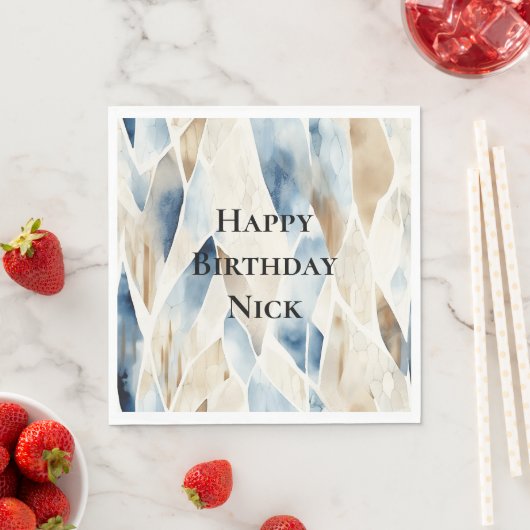 Serviette En Papier Blue Cream Sea Sand Ocean Serenity Anniversaire (En situation)