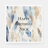 Serviette En Papier Blue Cream Sea Sand Ocean Serenity Anniversaire (Devant)