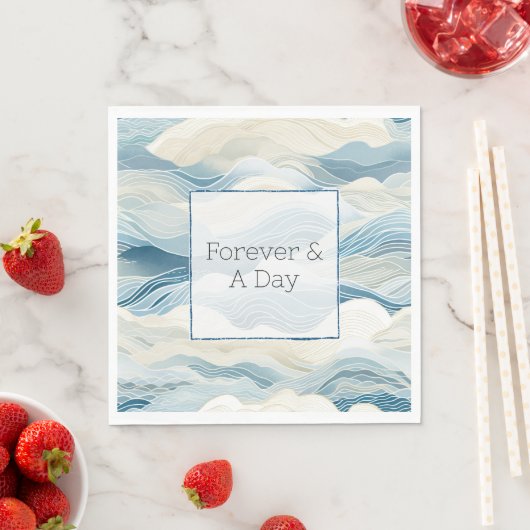 Serviette En Papier Blue Cream Sea Sand Ocean Waves Beach (En situation)