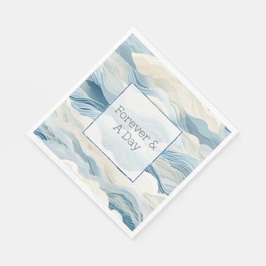 Serviette En Papier Blue Cream Sea Sand Ocean Waves Beach (Coin)