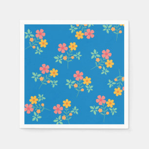Serviette En Papier Blue Daisy Vintage Bouquet Motif