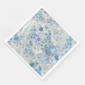 Serviette En Papier Blue Damask Parapluie victorien Ephemera Floral (Coin)