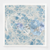 Serviette En Papier Blue Damask Parapluie victorien Ephemera Floral (Devant)