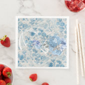 Serviette En Papier Blue Damask Parapluie victorien Ephemera Floral (En situation)