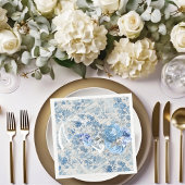 Serviette En Papier Blue Damask Parapluie victorien Ephemera Floral