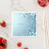 Serviette En Papier Blue Decorative Floral (En situation)