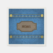 Serviette En Papier Blue denim jeans with leather name (Devant)