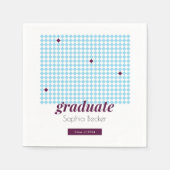 Serviette En Papier Blue Diamond Motif Modern Font Graduation Party (Devant)