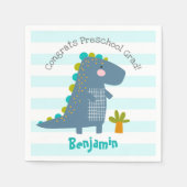 Serviette En Papier Blue Dinosaur Boy Preschool Graduation Whimsical (Devant)
