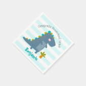 Serviette En Papier Blue Dinosaur Boy Preschool Graduation Whimsical (Coin)