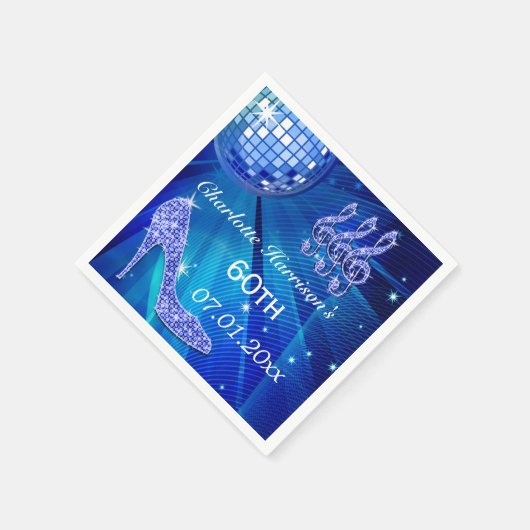 Serviette En Papier Blue Disco Ball and Sparkle Heels 60e (Coin)