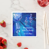 Serviette En Papier Blue Disco Ball et rétro Microphone 65e anniversai (En situation)