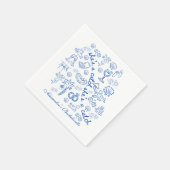Serviette En Papier Blue Doodle Tropical Bachelorette Celebration (Coin)