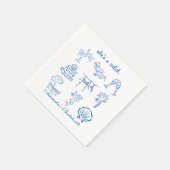 Serviette En Papier Blue Doodle Tropical C'est une Bachelorette Catch (Coin)