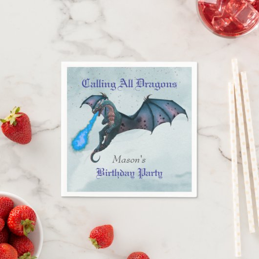 Serviette En Papier Blue Dragon fête d'anniversaire (En situation)