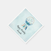 Serviette En Papier Blue Dreamcatcher Design Boho élégant Anniversaire (Coin)