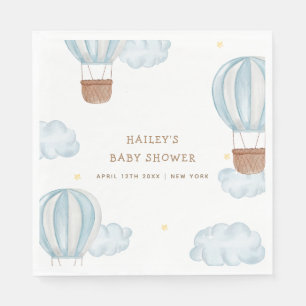 Serviette En Papier Blue Elegant Hot Air Balloon Cloud Baby shower gar