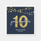 Serviette En Papier Blue Elegant Lights 10ème anniversaire de Mariage (Devant)